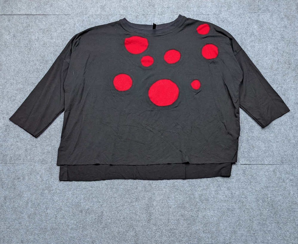 Jewel Toffier Blouse Shirt Womens One Size Lagenlook Artsy Modal Black Whimsical